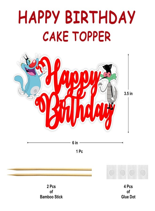 Seyal® Birthday Party Decoration - Ogy & The Cockroaches Happy Birthday Cake Topper - Image 2